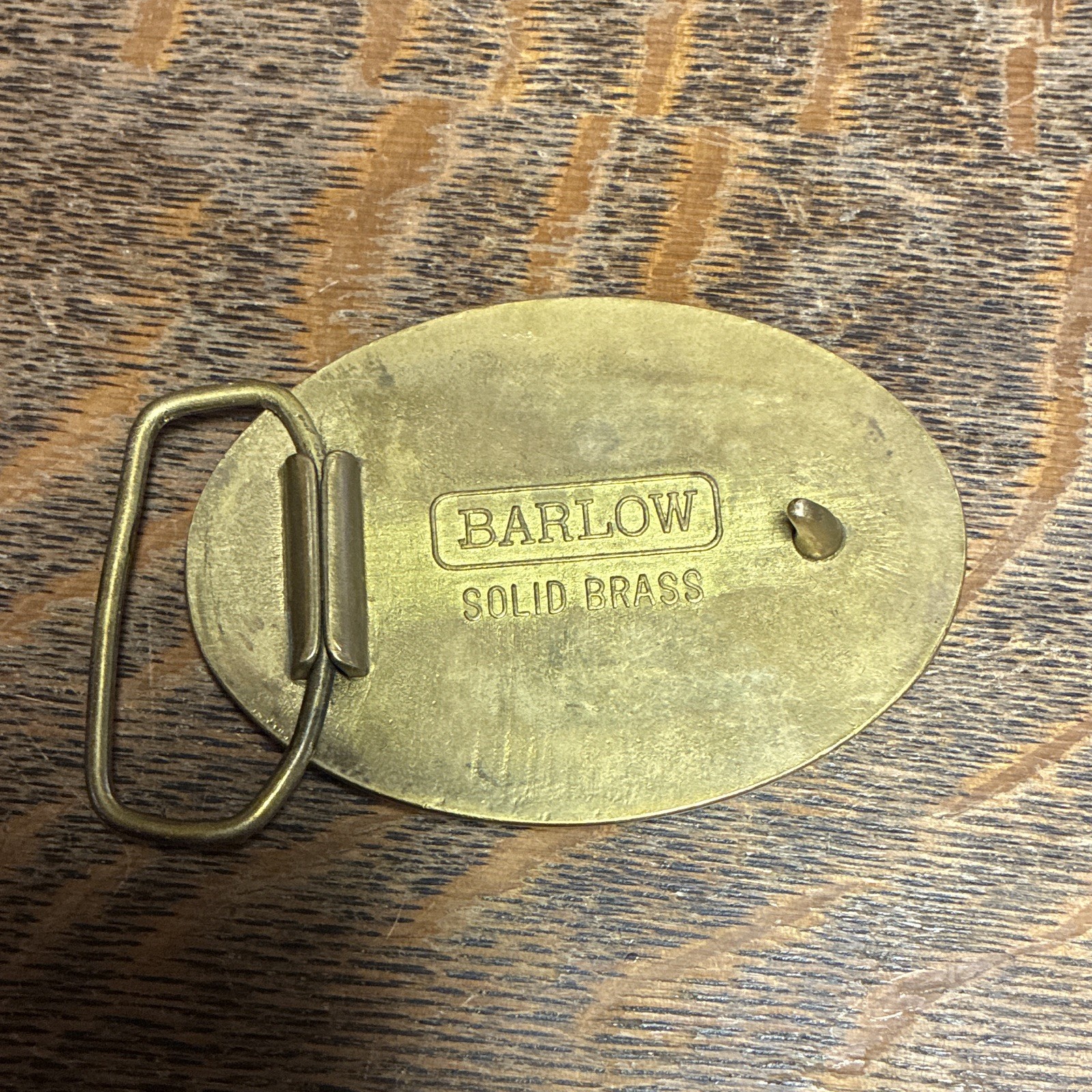 Vintage Barlow Solid Brass Oval Western Belt Buckle Stag Elk
