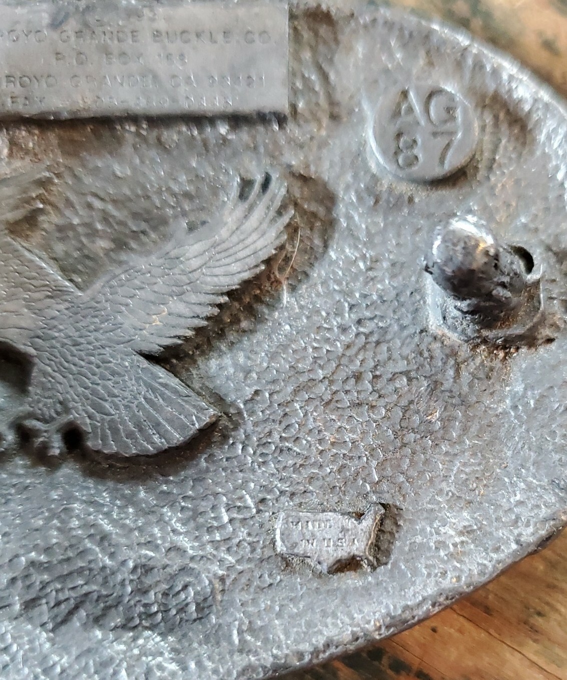 1993 Arroyo Grande Buckle Co Bald Eagle Pewter Belt Buckle AG 87