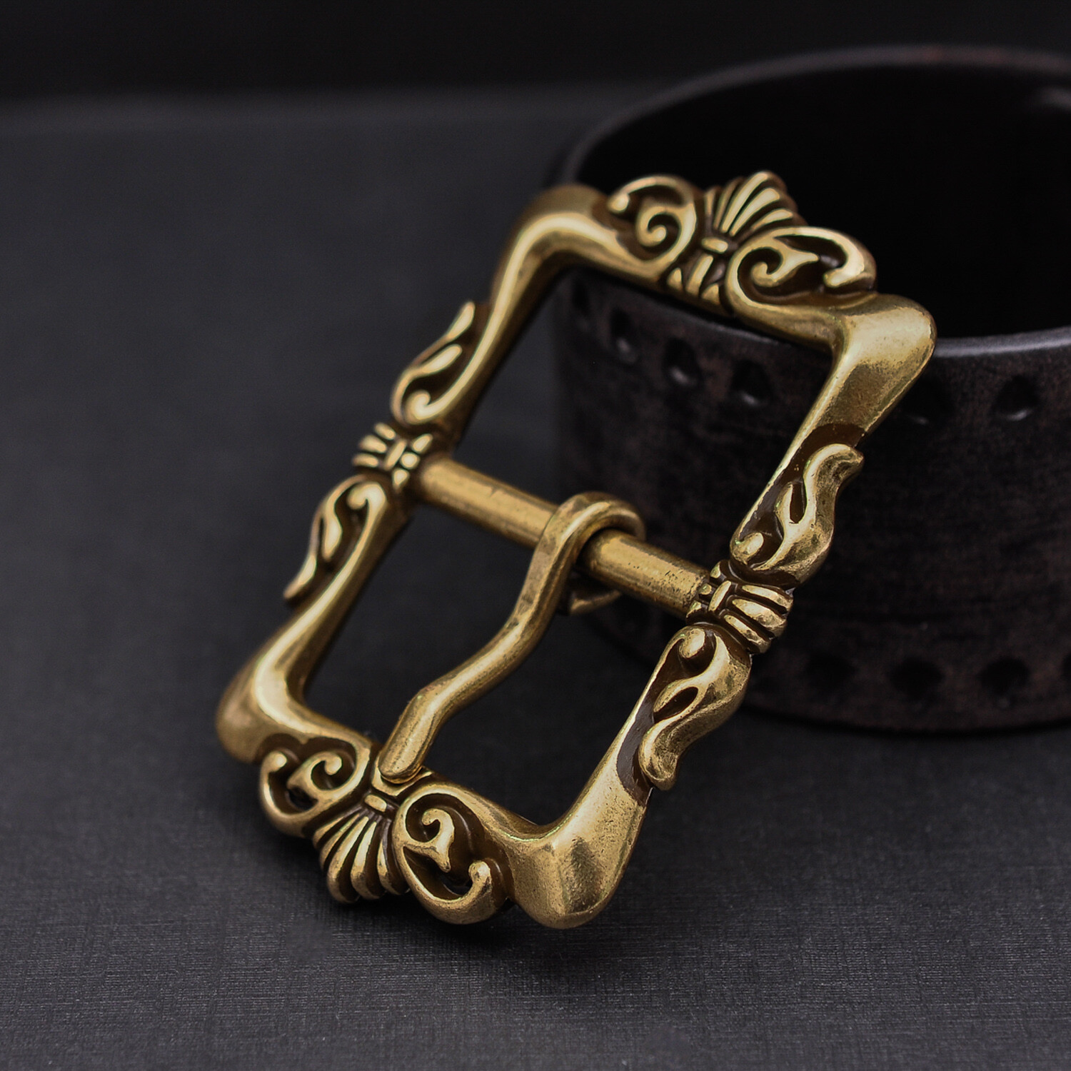 Vintage Celtic Retro Brass Flower Pin Center Bar DIY Belt Buckle Fit 33mm Strap