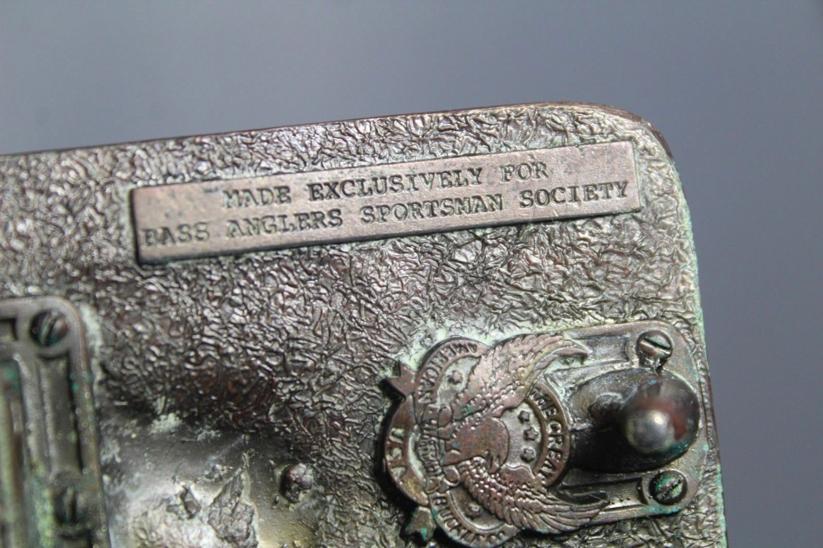 Vintage B.A.S.S. Bass Anglers Sportsman Society 1988 Brass Belt Buckle USA Made
