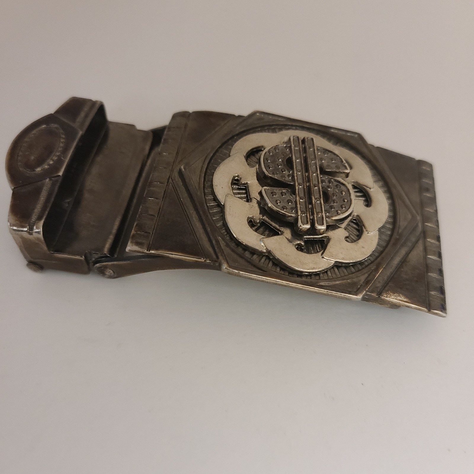 Silver Tone Dollar Sign Belt Buckle Spinner Spinning for 1.5&Prime; Belt