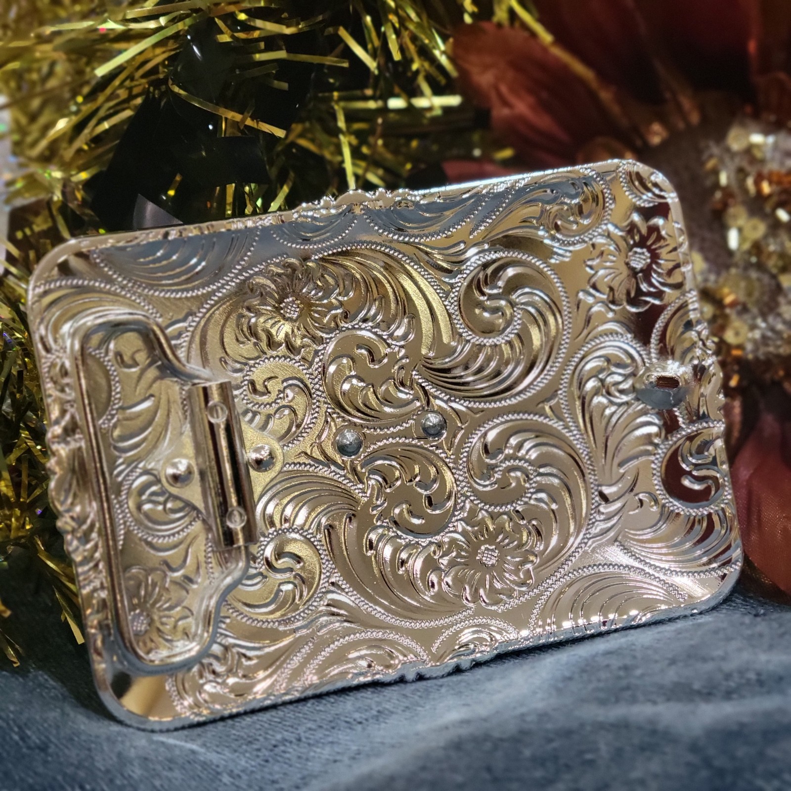 Horse Face Cowboy Belt Buckle Western HebillaSilver & Rosetone 4×3.5 Inch