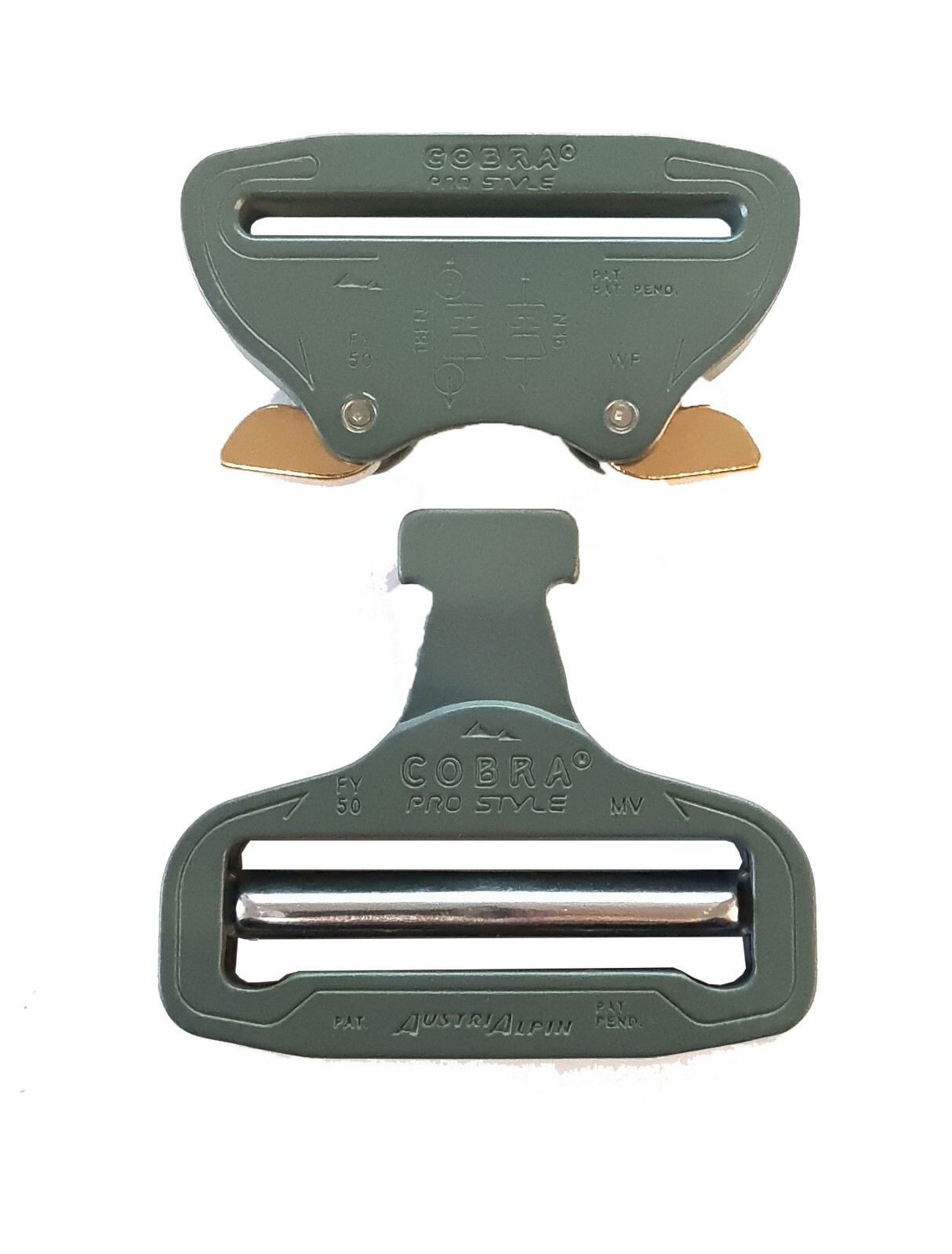 AustriAlpin 50mm / 2&Prime; Foliage Green Cobra Buckle XL Brass Ears – FY50FVF-XL