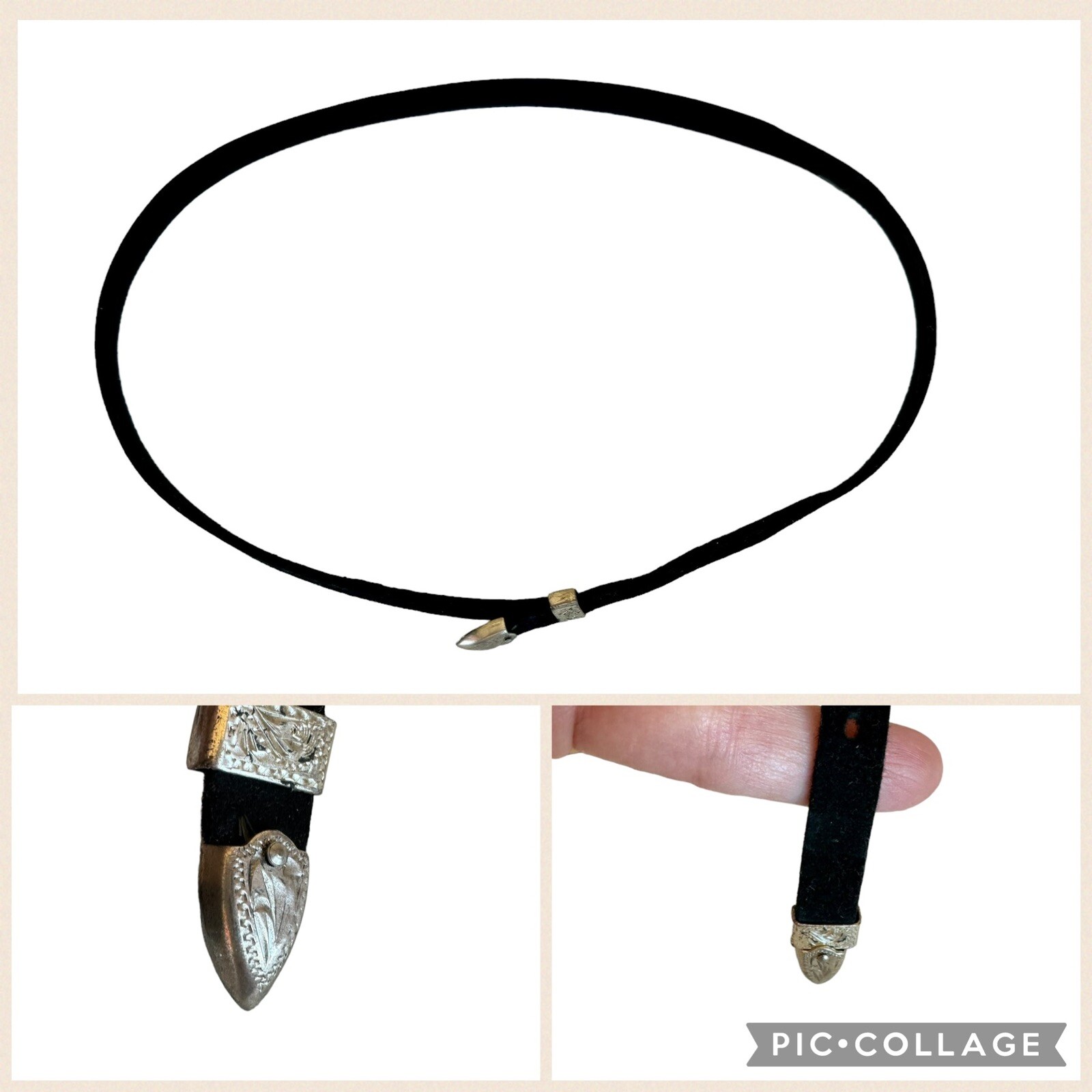 Vogt Vintage 2 Piece Sterling Silver Black Leather Hat Band