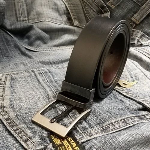 Mens Leather Reversible Belts Metal Buckles – Black Brown Tan – Sizes 26&Prime; – 60&Prime;