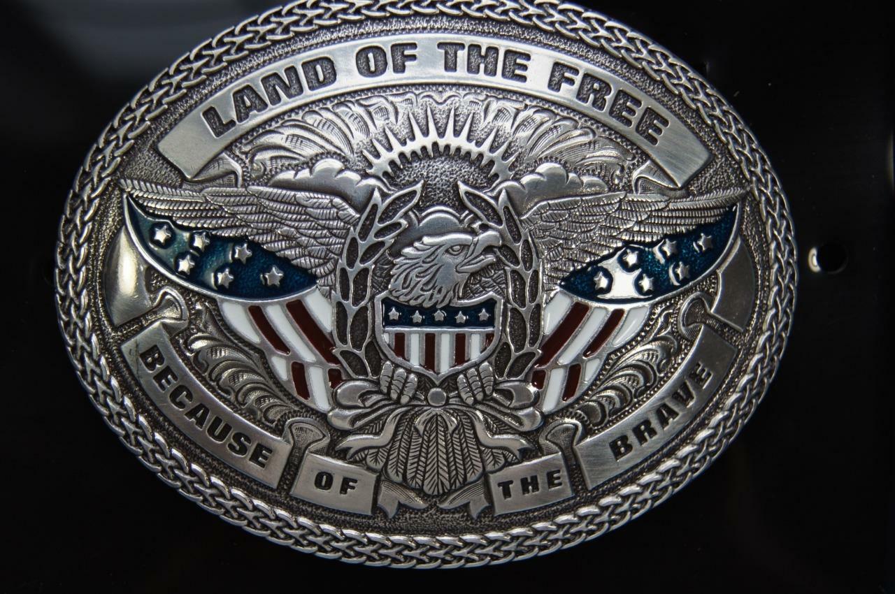 Nocona Bald Eagle with American Flag Land Of The Free Belt Buckle 37916