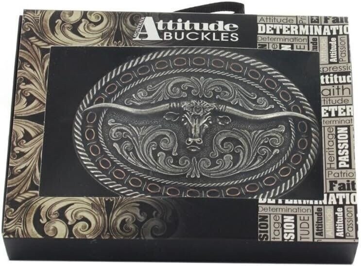 Montana Silversmiths Longhorn Collection Western Attitude Belt Buckle
