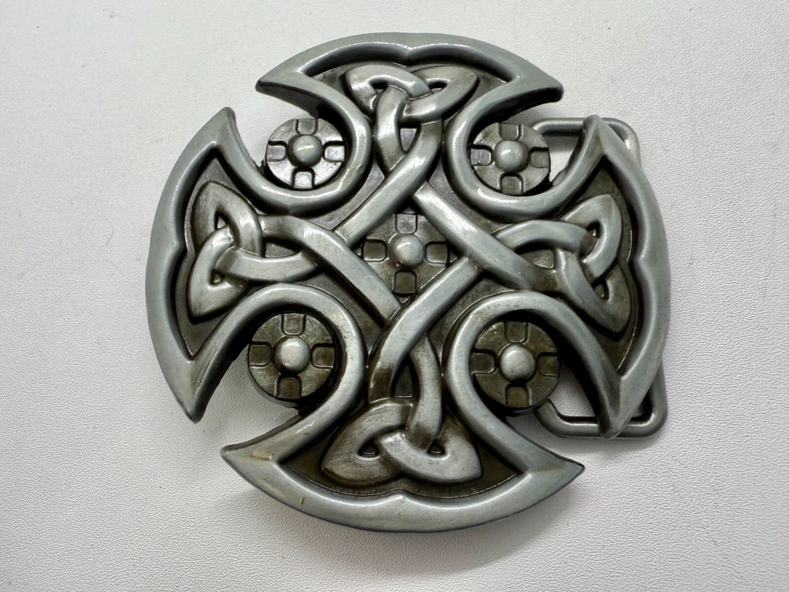 Celtic Shield Iron Cross Religious Gothic Punk Cutout Silver Color Belt Buckle