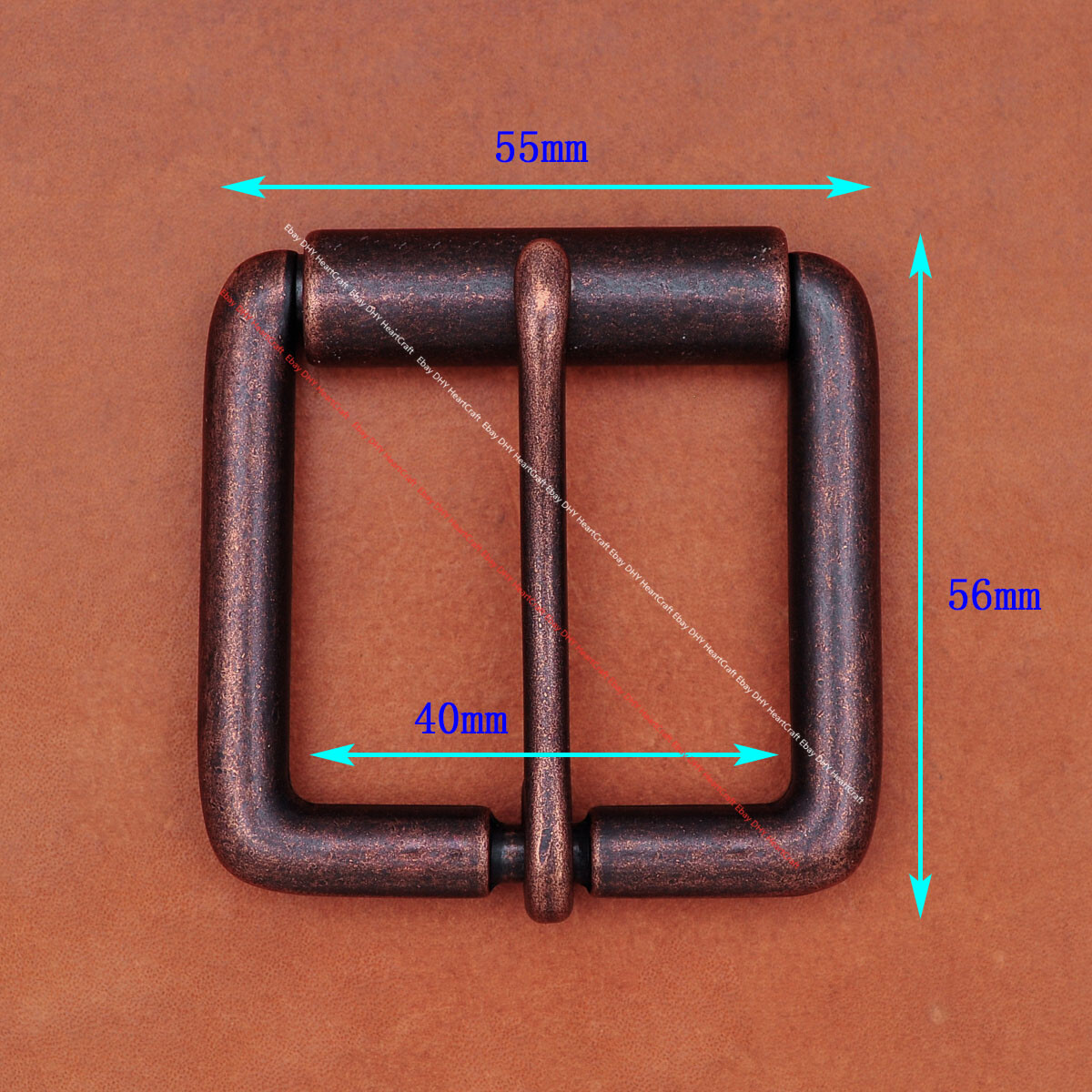 Antique Copper Single Prong Pin Roller Leather Belt Buckle Replacement Fit 40mm