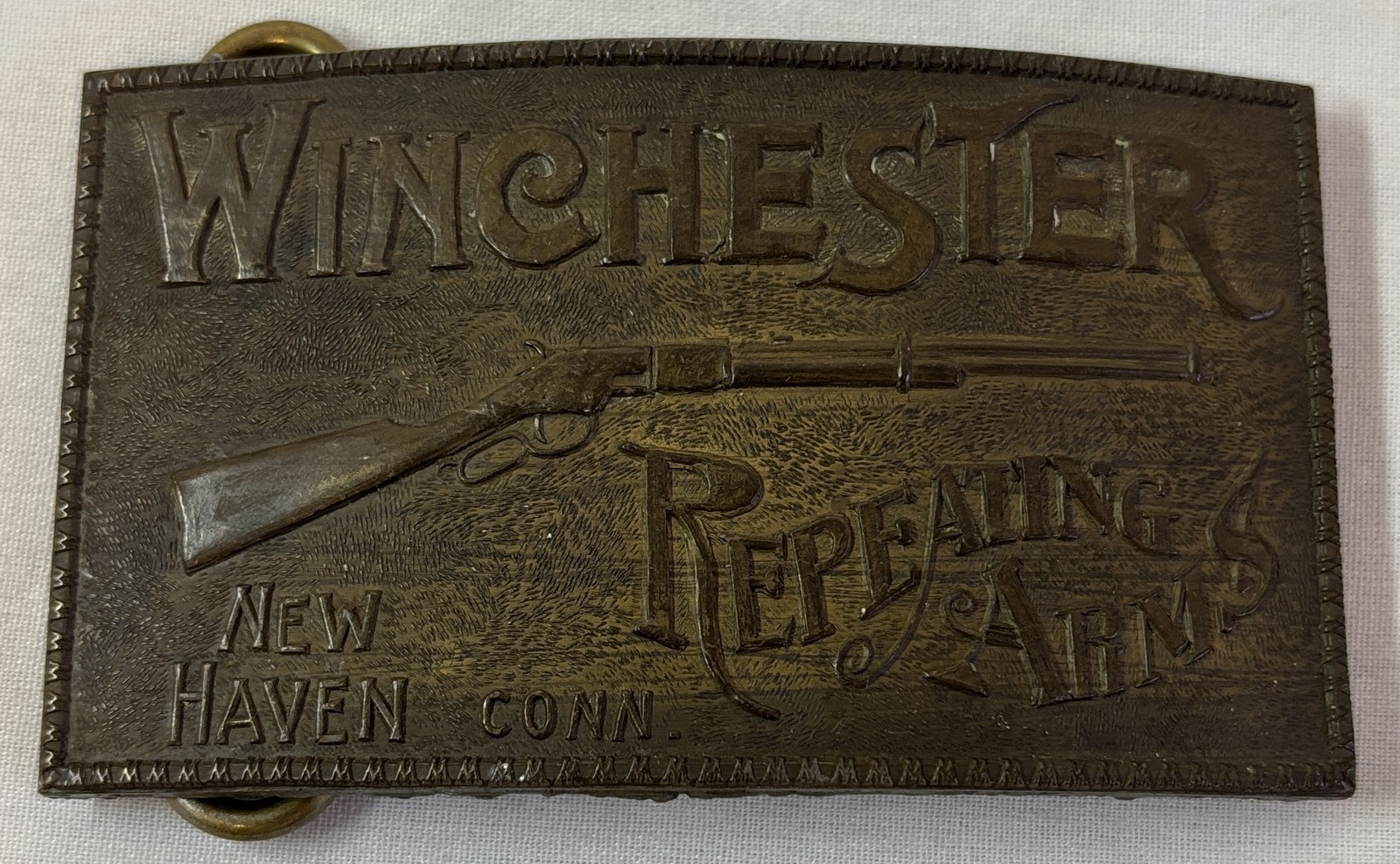 WINCHESTER BRASS BELT BUCKLE ~ AJ Nash Tiffany Buffalo Bill