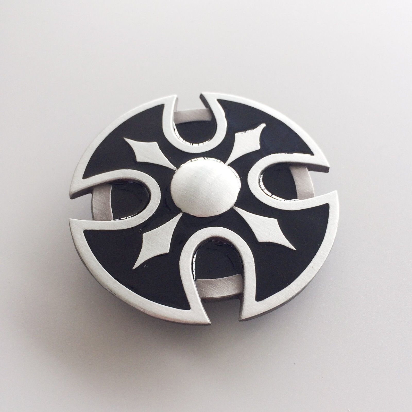 Antique Silver Enamel Round Celtic Cross Vintage Belt Buckle Boucle de Ceinture