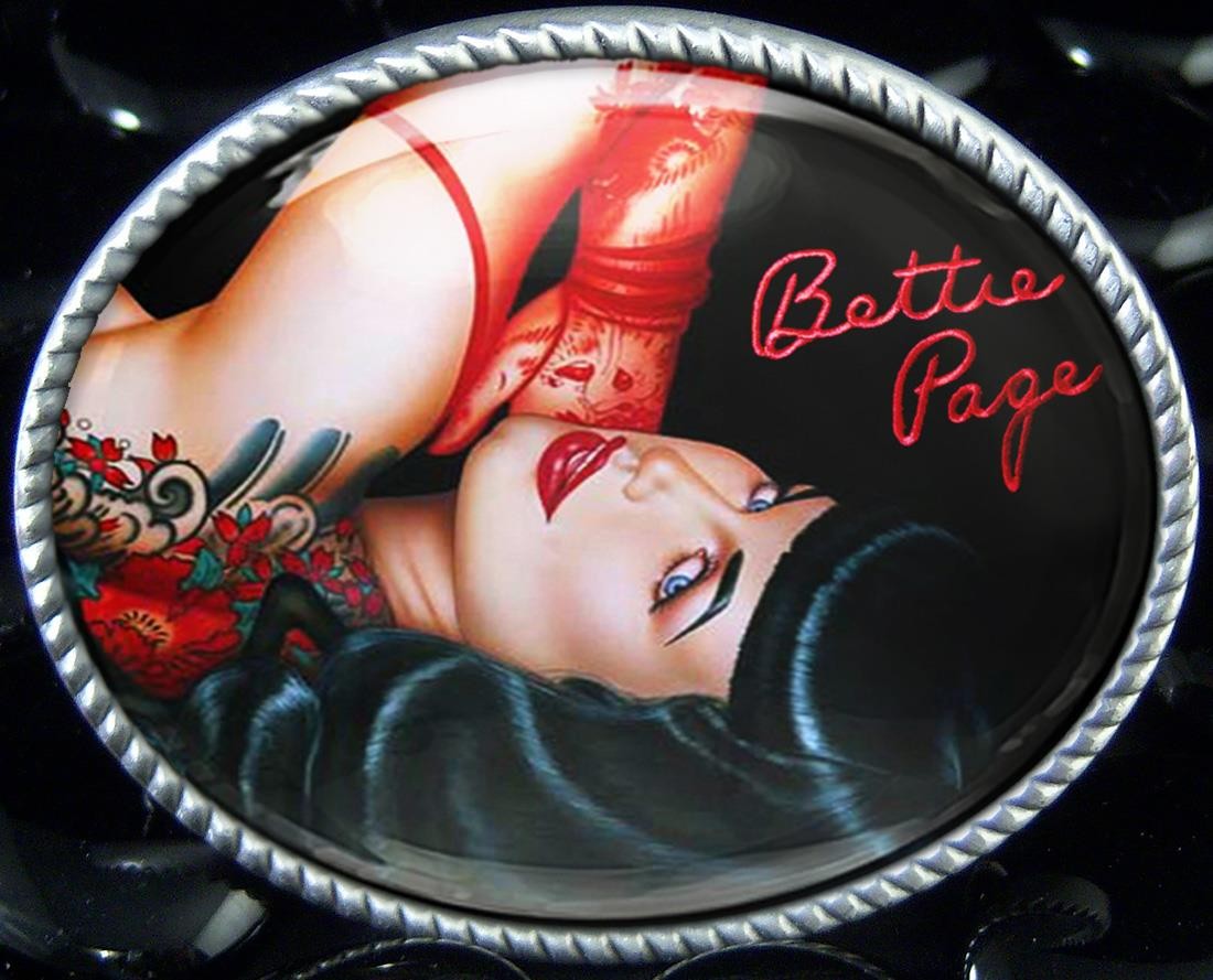 Betty Page Fetish Pinup Girl Japanese Geisha Handmade Artisan Belt Buckle