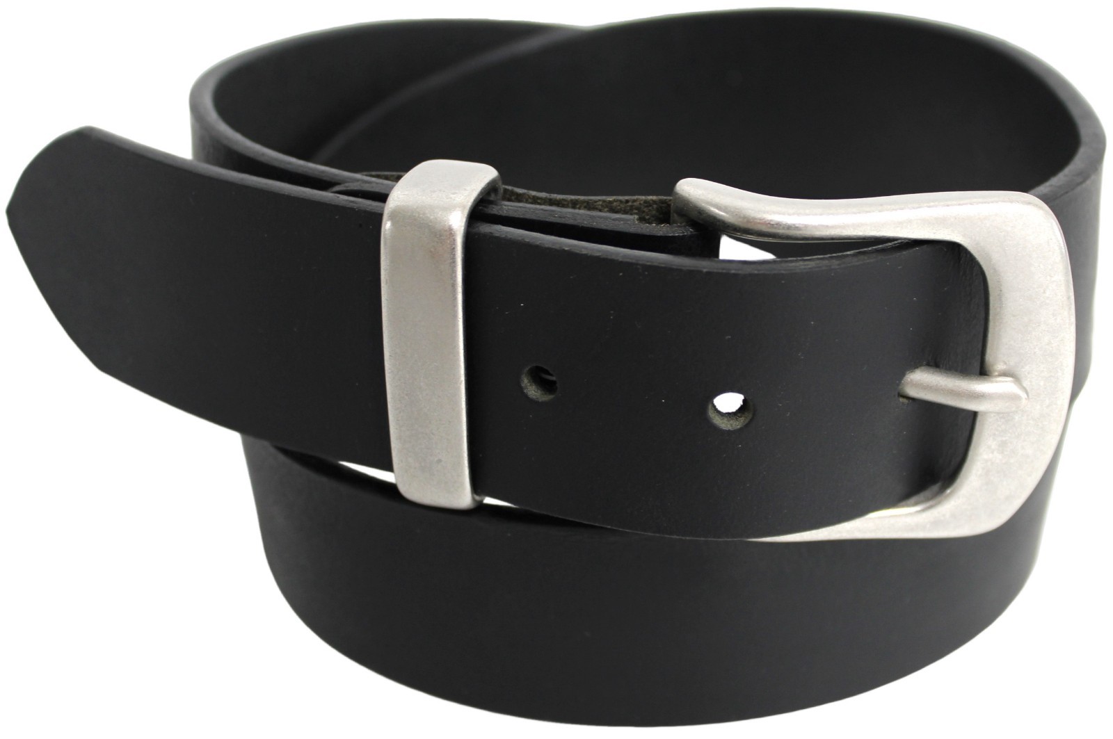 Solid Brass Buckle and Keeper Quality Full Grain Genuine Leather Belt 41004. BLK