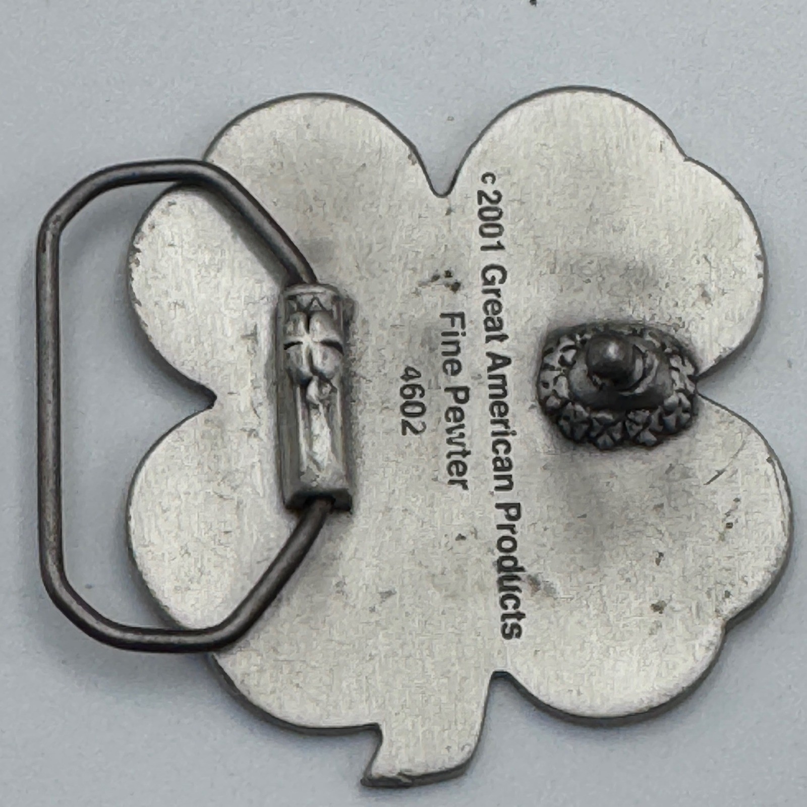 Great American Products 2001 Green Four Leaf Clover Fine Pewter Belt Buckle 4602