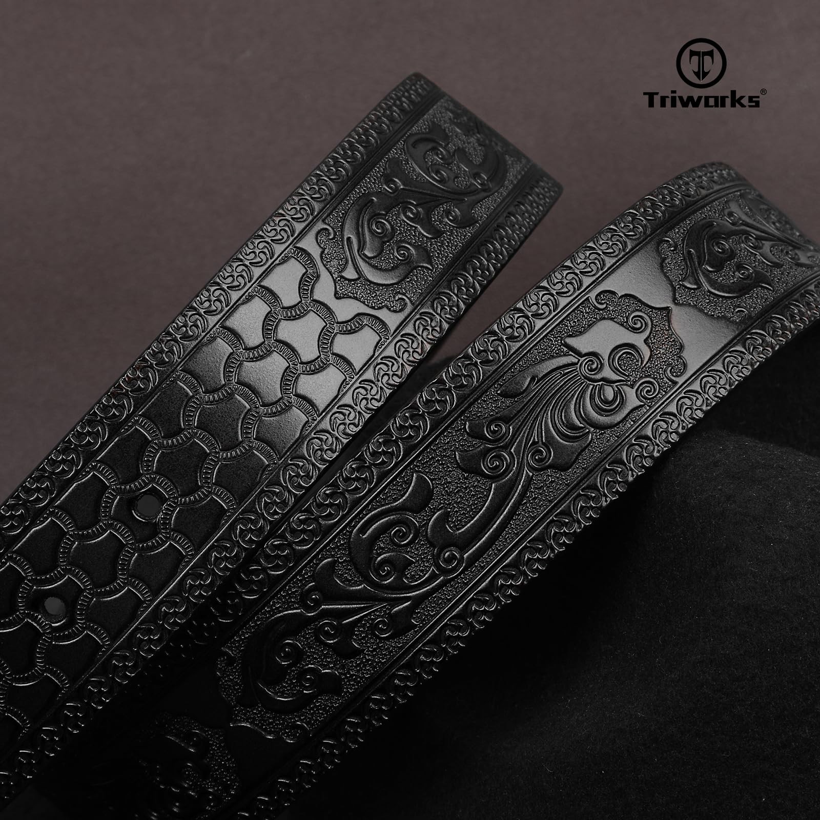TRIWORKS Western Buckle Belts for Men, Mens Cowboy Fit Size 29&Prime;-33&Prime;, A-black
