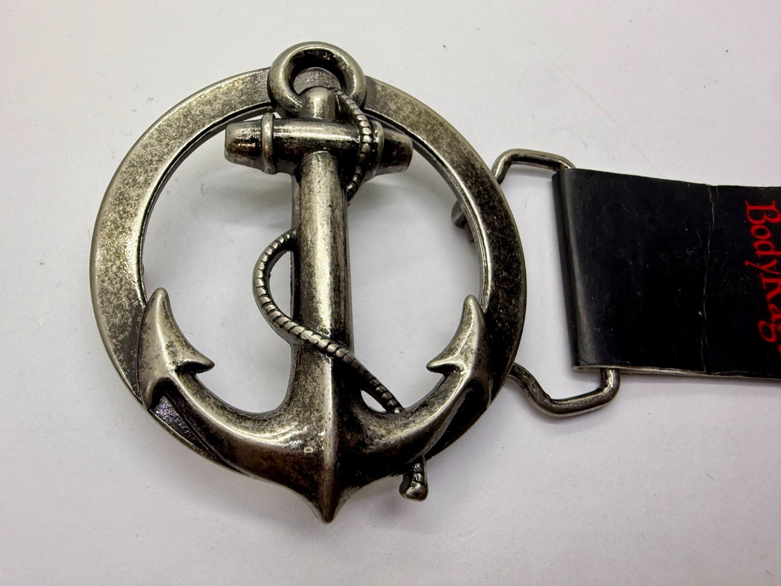 Round Openwork Anchor with Wrapped Rope Nautical Theme Body Rage Belt Buckle
