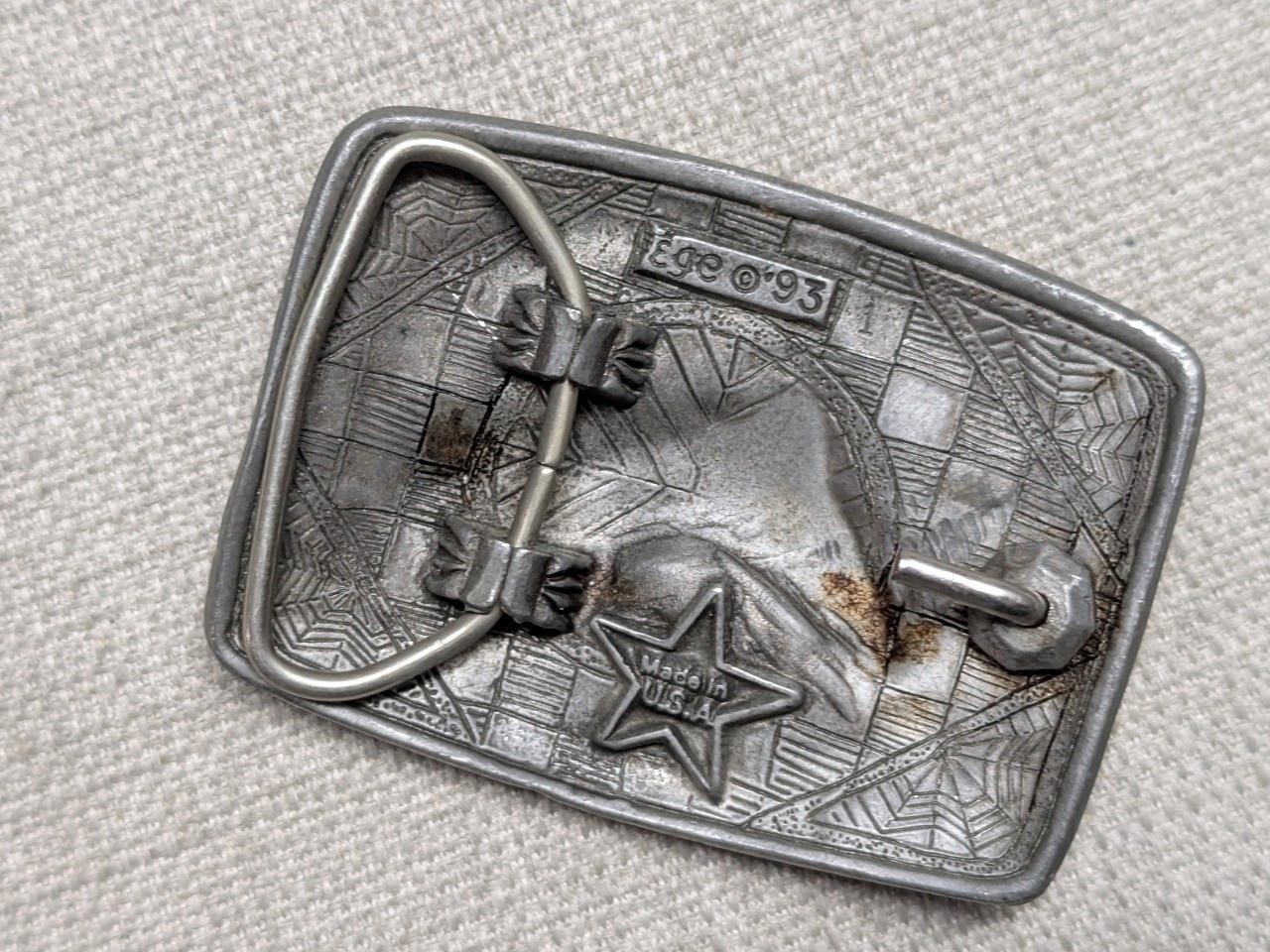 vintage USA made HORSE belt buckle EQUESTRIAN cowboy WESTERN pewter