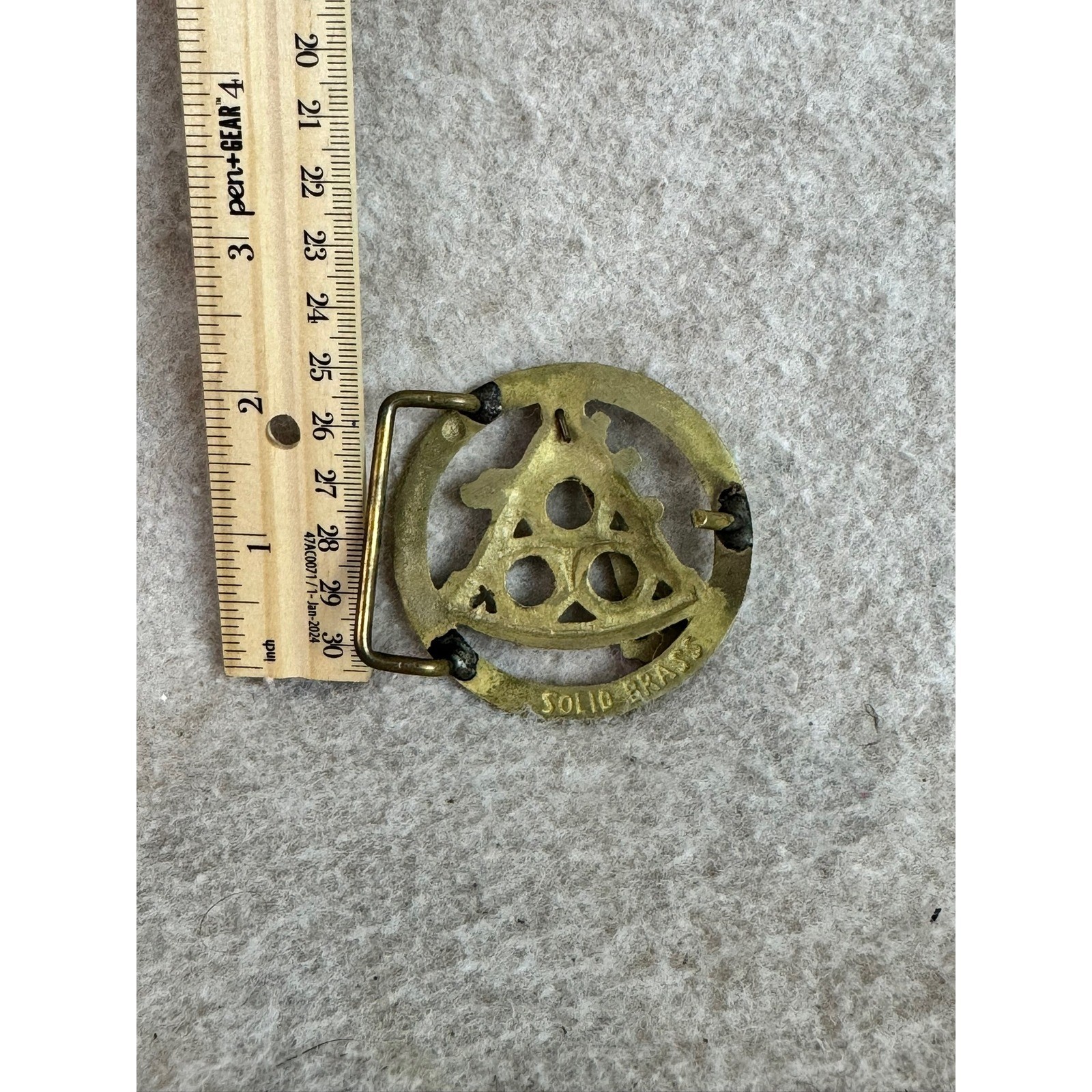 Vintage Solid Brass Belt Buckle Geometric Design Men&rsquo;s Accessory