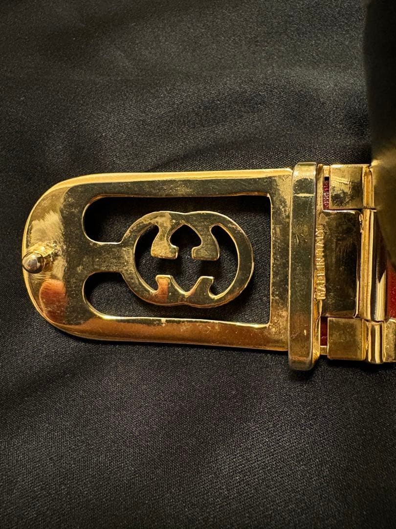 GUCCI Pre-Owned Old Gold Buckle Leather Belt