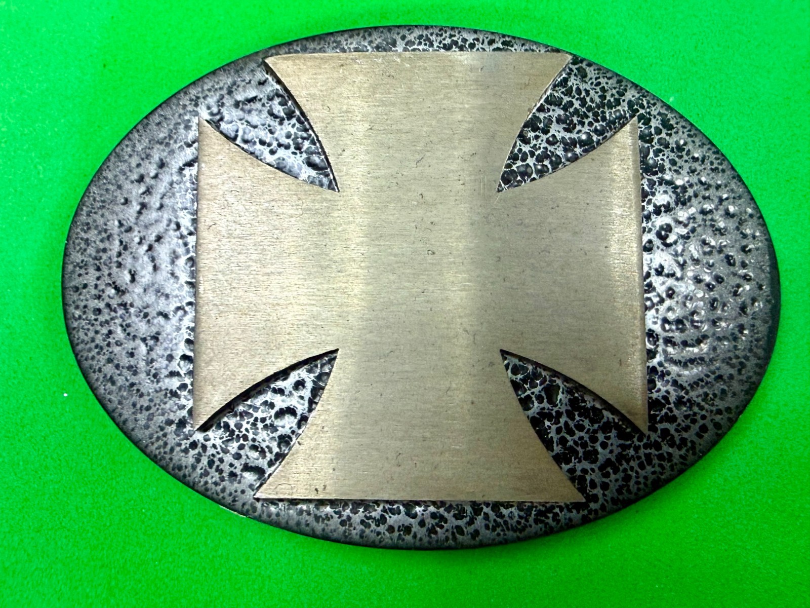 Maltese Iron Cross Religious Gothic Punk Vibe Textured Metal Belt Buckle
