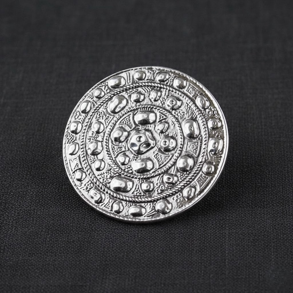 Round Amulet Belt Buckle Medieval Style Metal Antique Brass Look
