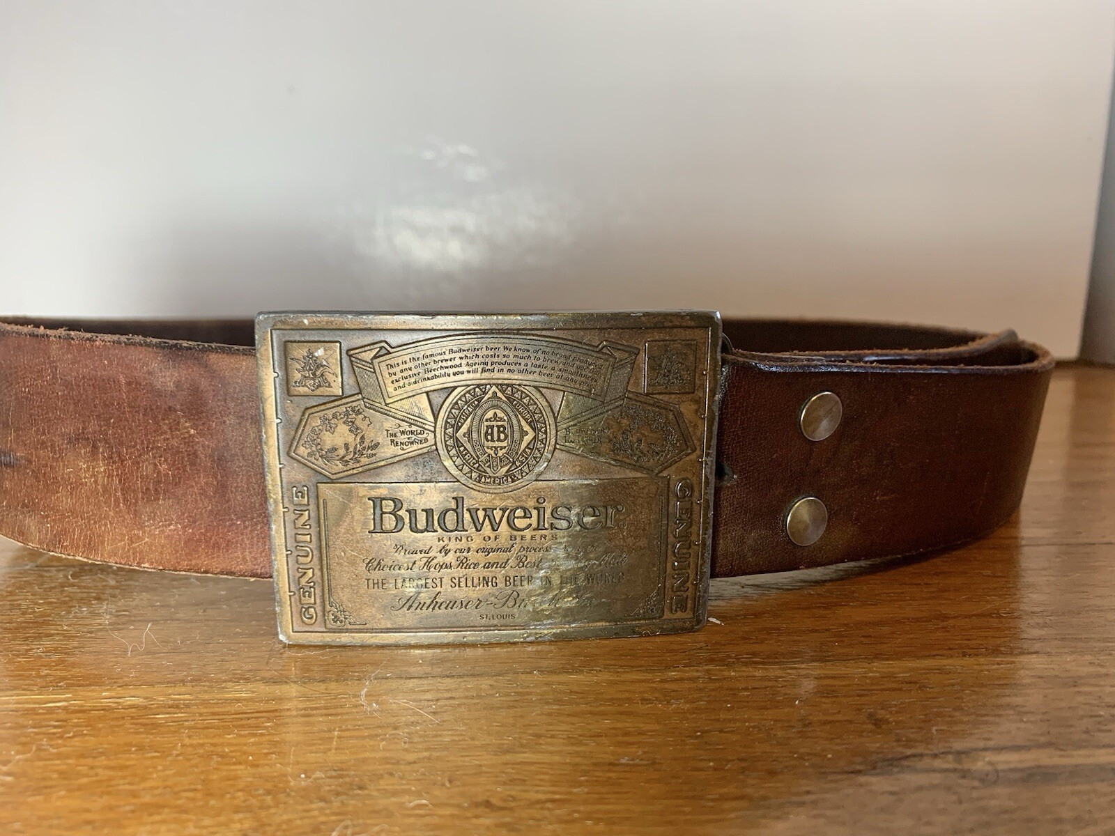 Budweiser Vintage Leather Belt Rodeo Cowboy Country Men’s Belt Western Buckle
