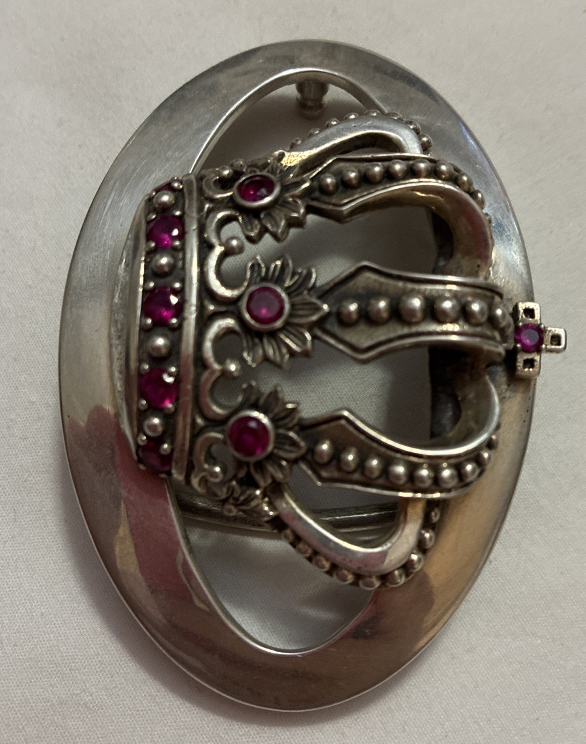 Vintage Rare Justin Davis Crown 925 Sterling Belt Buckle with stones