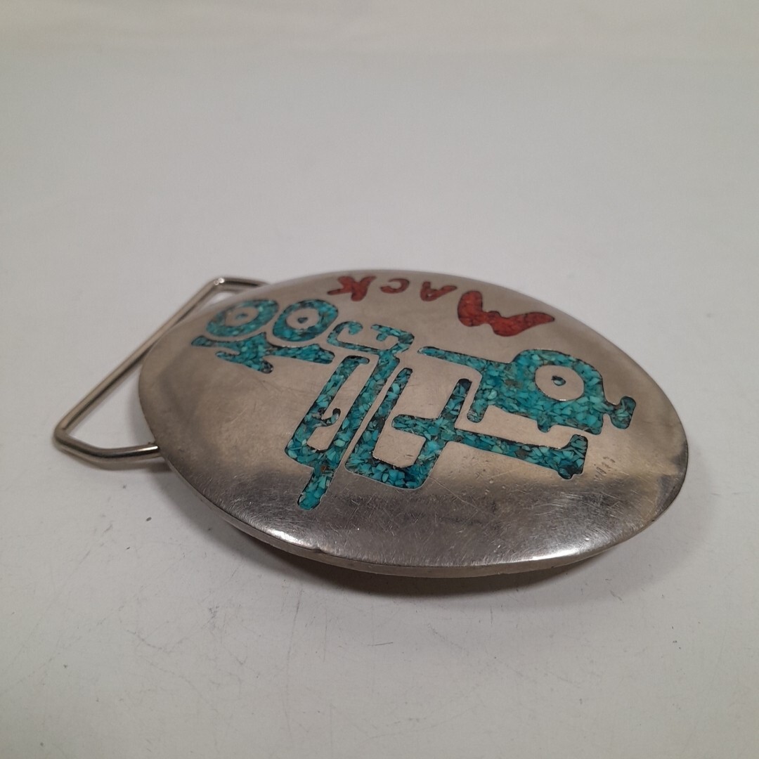 Vintage Mack Truck Semi Tractor Belt Buckle Metal with Crush Stone Inlay Design