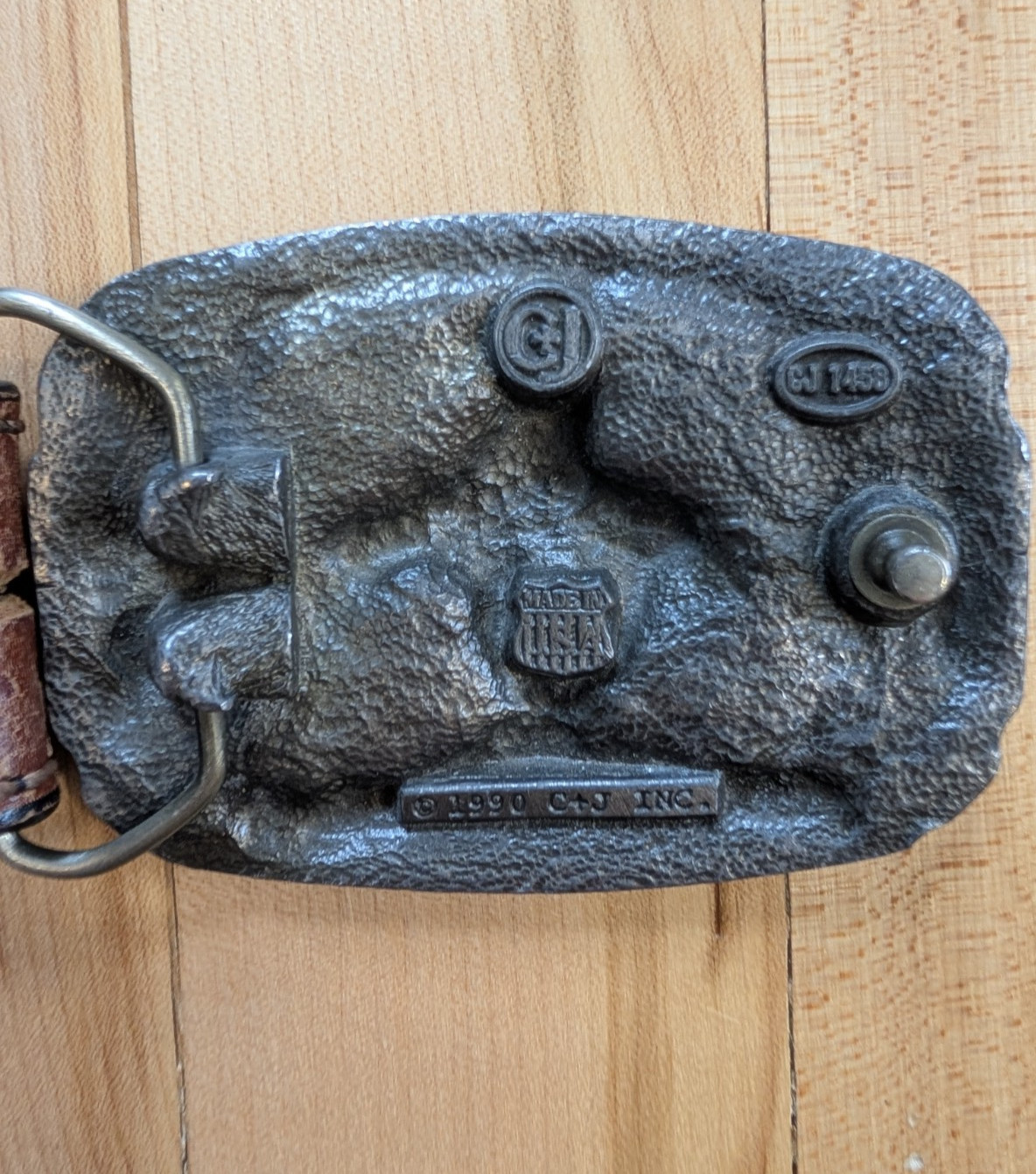 Western Belt Buckle with Horse &lsquo;End of the Trail&rsquo; leather embossed USA Belt