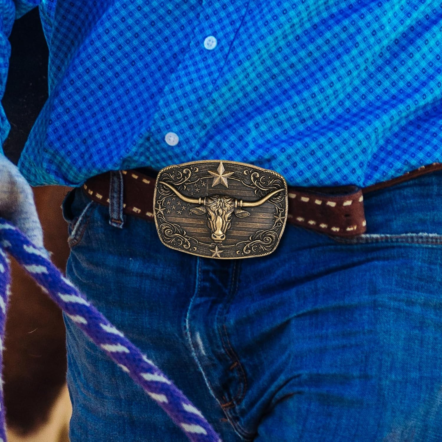 Cowboy Belt Buckle for Men Western Cowgirl Rodeo Longhorn Bull Belt Buckles