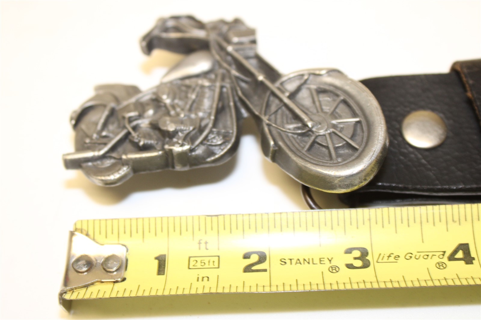 Bergamot Brass Works 1979 USA Made Motorcycle Belt Buckle 42-44 Leather Belt