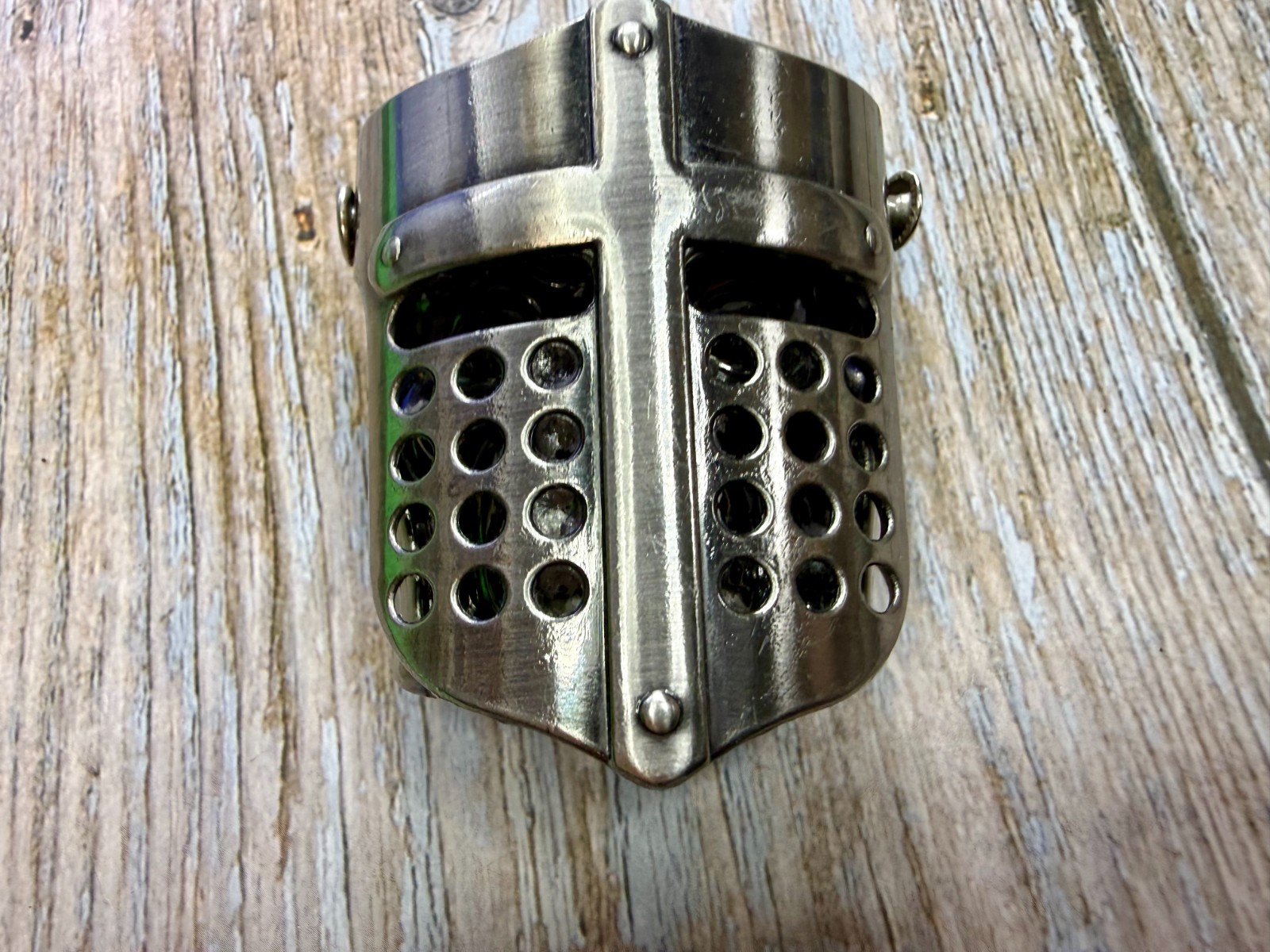 Skull Wearing Hinged Knights Helmet Medieval Figural Moving Shield Belt Buckle