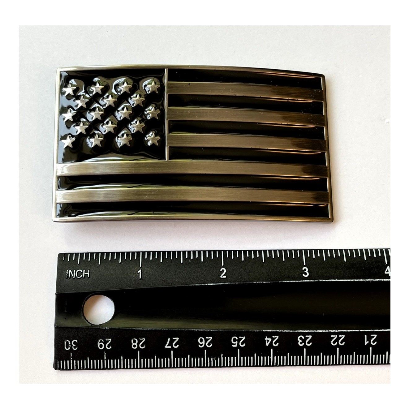 Silver and Black American Flag USA United States Belt Buckle