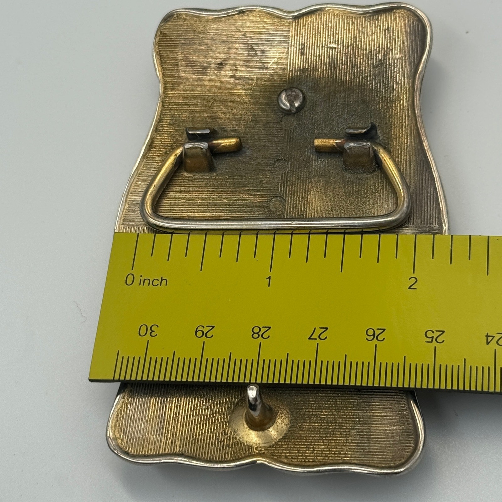 Vintage Western Belt Buckle Two Tone Stone Center