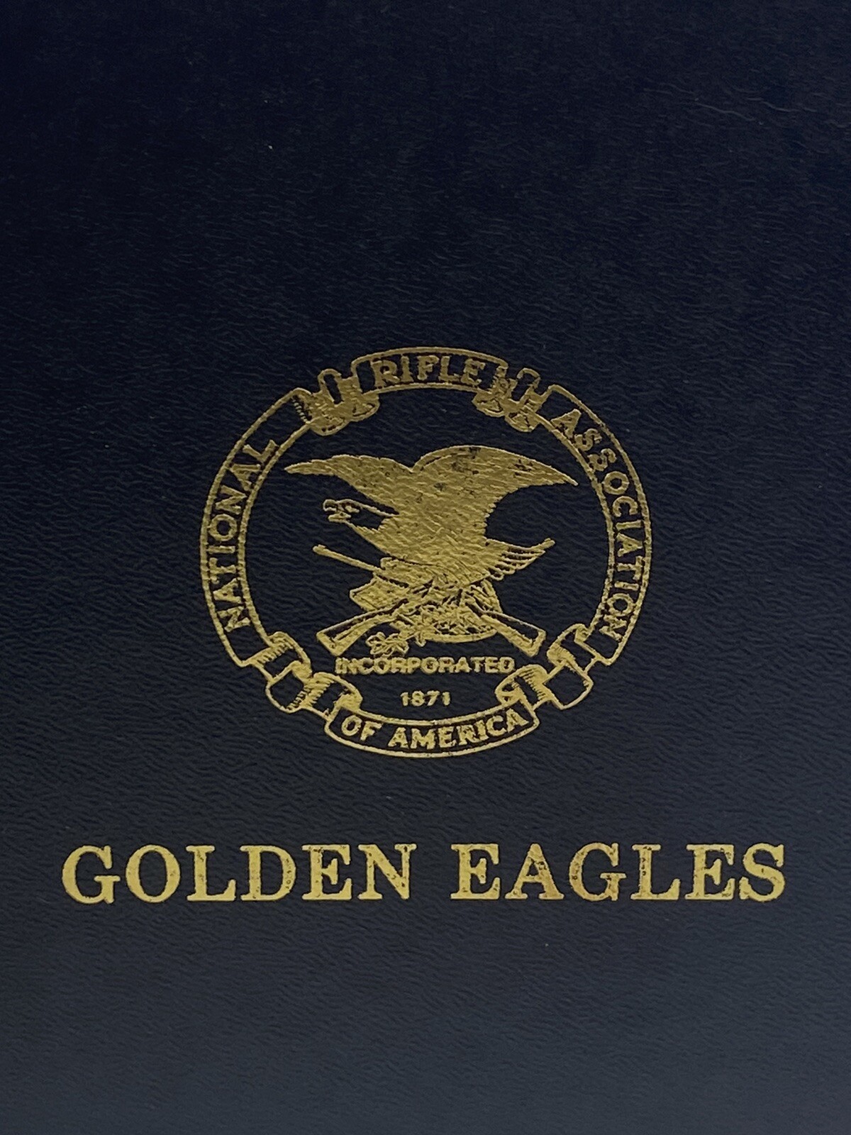 Vintage NRA GOLDEN EAGLES Belt Buckle Brass American Flag With Original Box