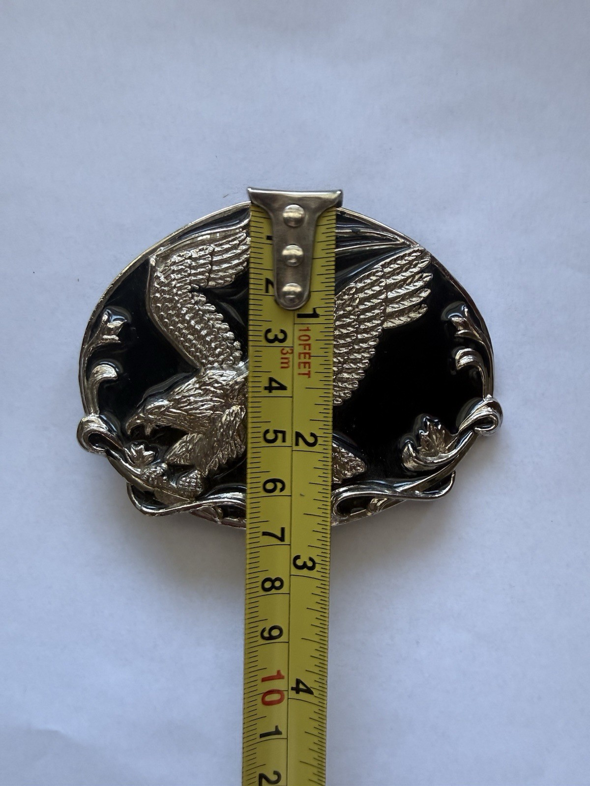 Metal Black And Silver Toned Eagle Belt Buckle