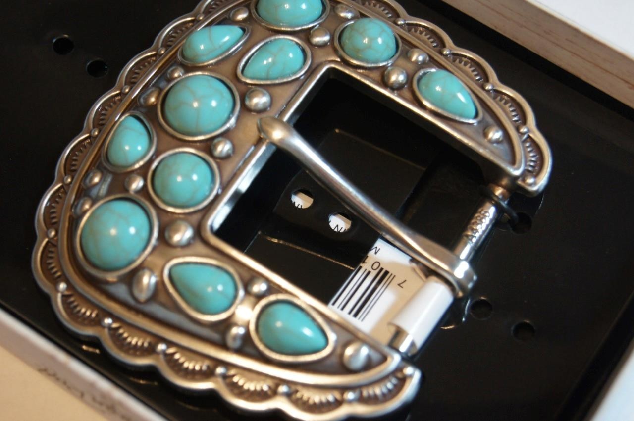 Blazin Roxx Western Chunky Faux Turquoise Stones belt buckle 37931