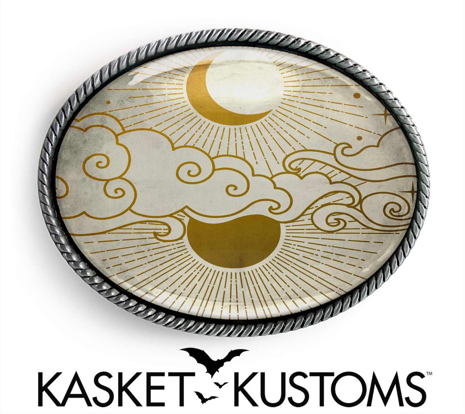 Minimalist Sun and Moon Belt Buckle – Celestial Handmade Silver Buckle – 918-2