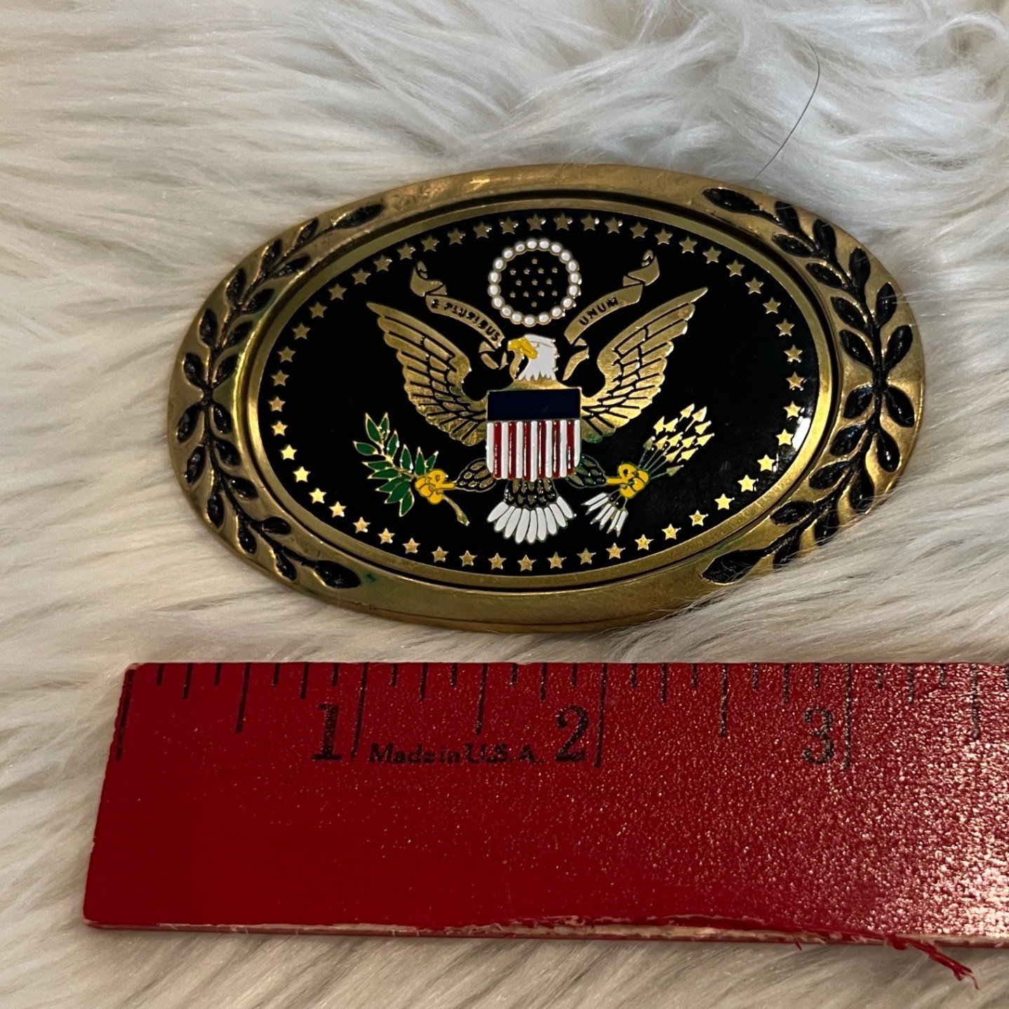 Heritage Buckles Solid Brass Great Seal US Eagle Belt Buckle Patriotic Enamel