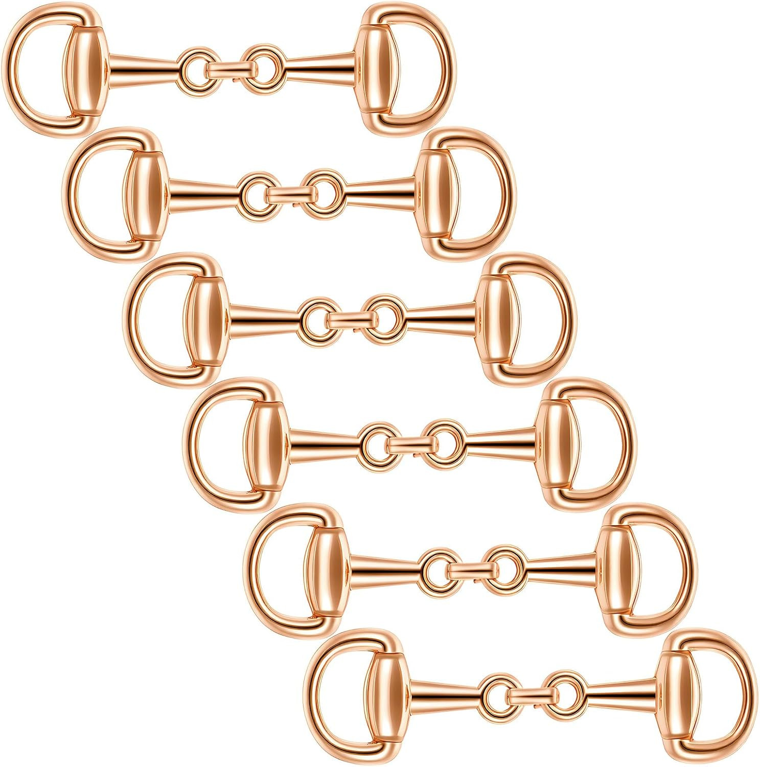 6PCS Gold Snaffle Bit Buckles, D-Ring Snaffle Bit Connectors, Double Silk Scarf