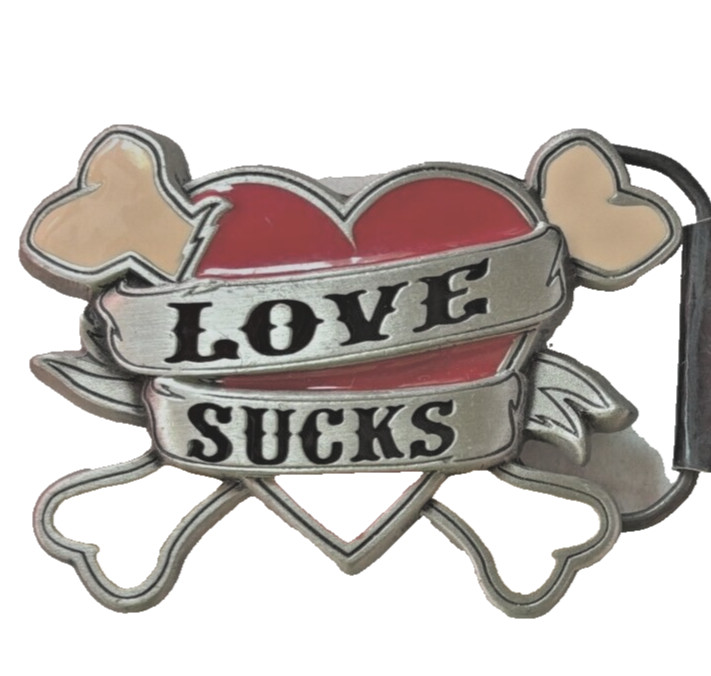 Lucky 13 Belt Buckle Love Sucks Text New Original Officially Licensed Men Women