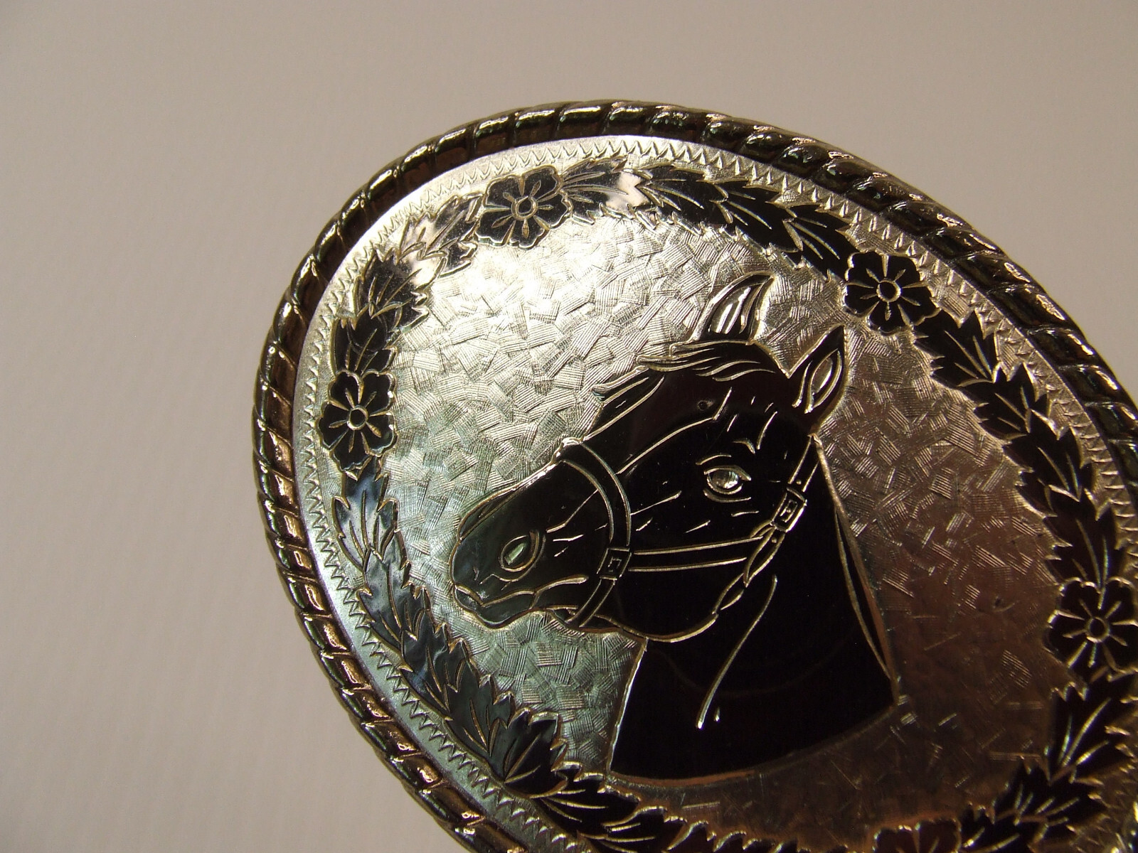 Bridled Horse Head Equestrian Oval Belt Buckle Made in USA