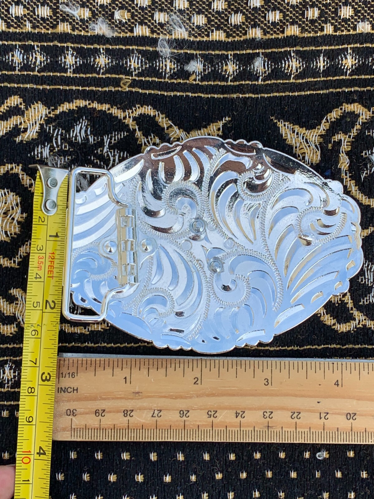 Western Buckle Gold Black Silver Rooster Cowboy 2 »Buckle Hebilla Vaquero Gallo