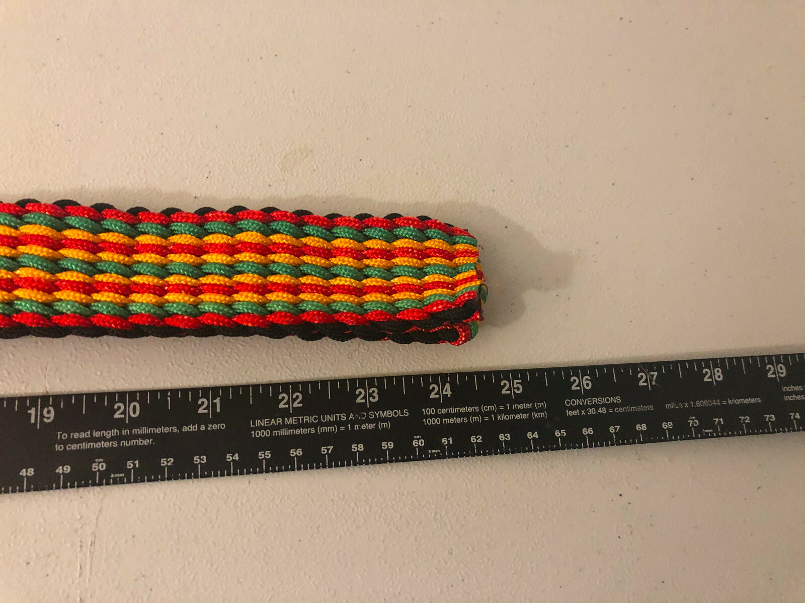 Handmade Nylon braided Men Women Belt Red Yellow Green Black 48in No Buckle