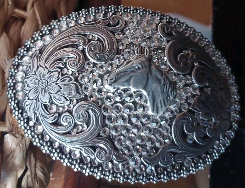 Nocona Blazin Roxx Horse Head Crystal Western Belt Buckle HORSE 37536