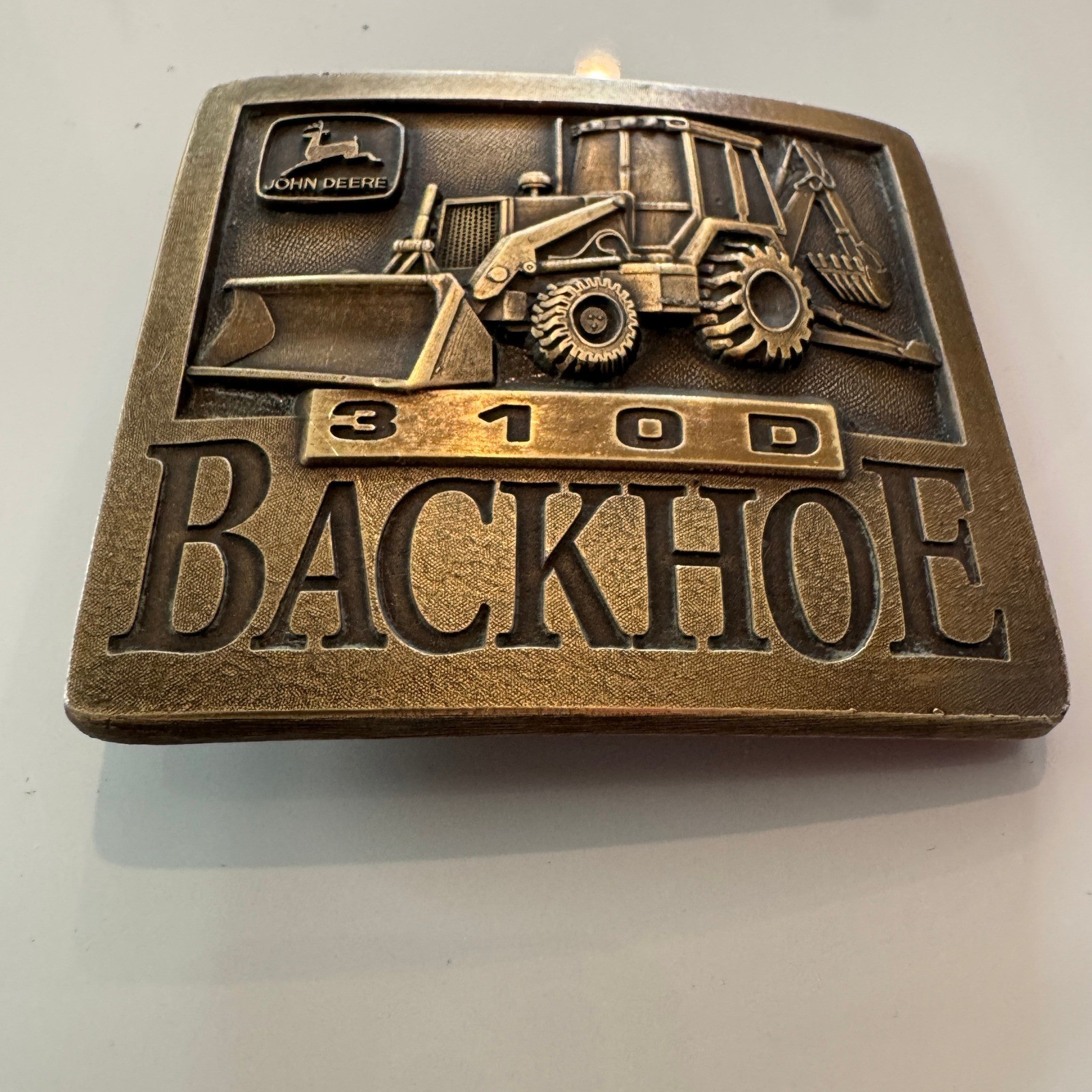 John Deere 310D Backhoe Belt Buckle Vintage Brass Heavy Equipment 1994Tractor