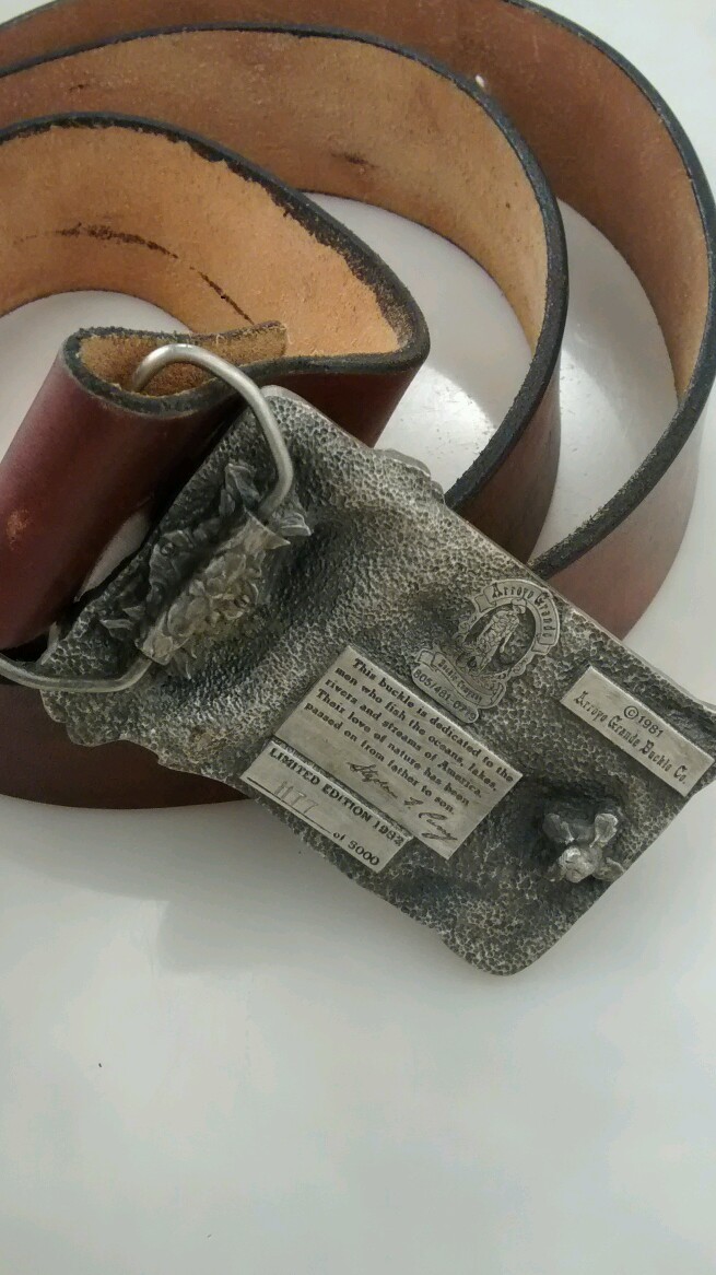 Rare Arroyo grande buckle 1982 commemorative American fishermen buckle belt