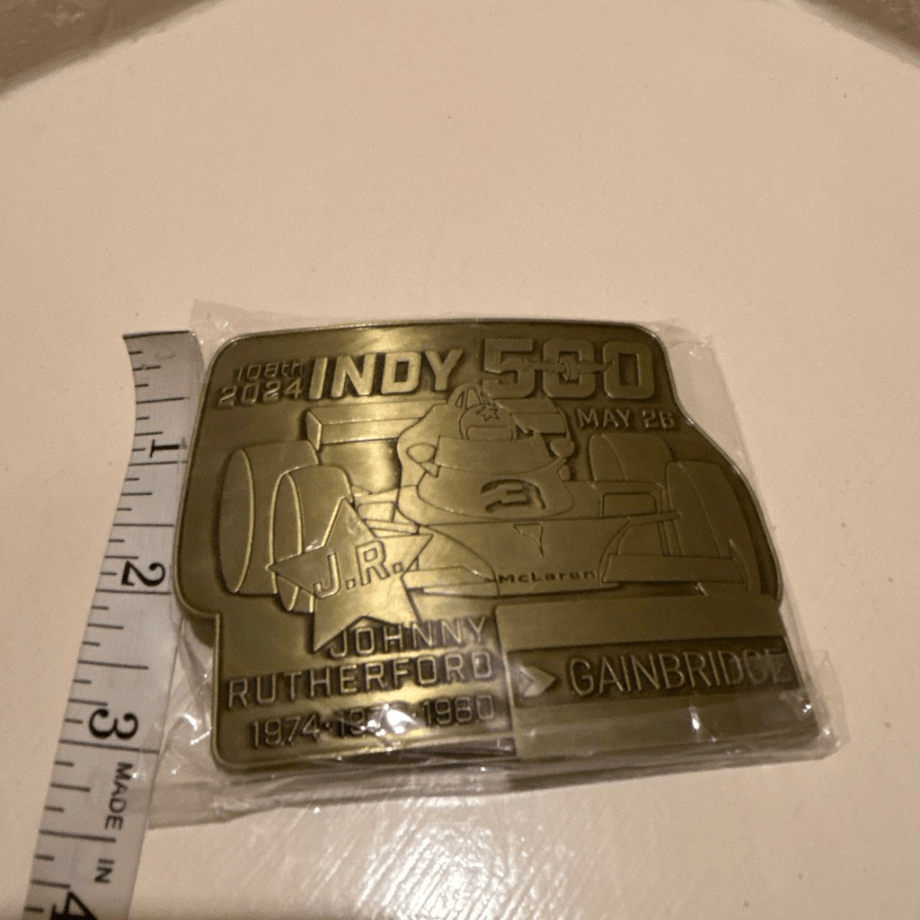 Indy 500 Pit Badge Belt Buckle 2024 Limited Edition Bronze Johnny Rutherford