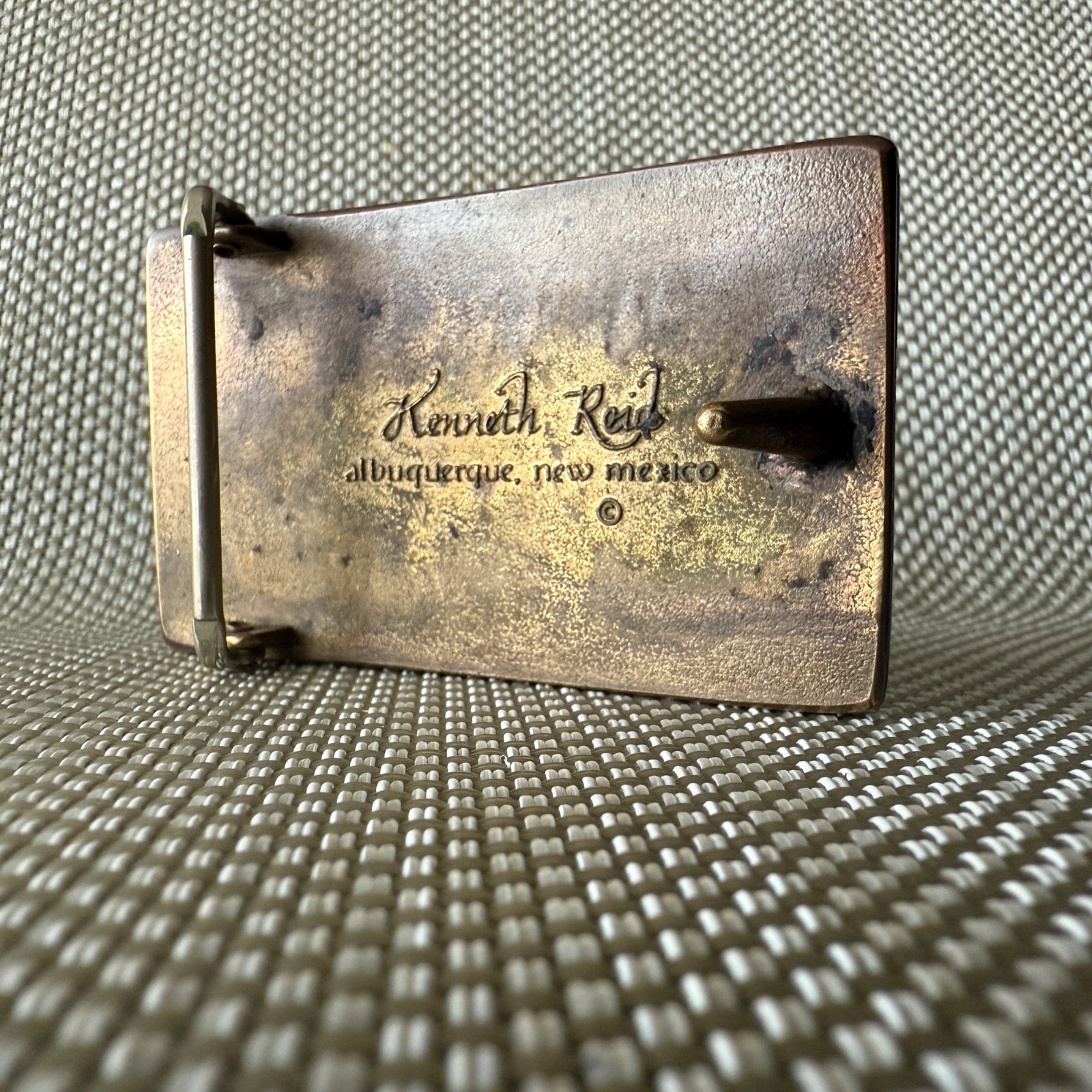 Mid Century Modern Kenneth Reid Buckle Dark Wood Thin Line Brass
