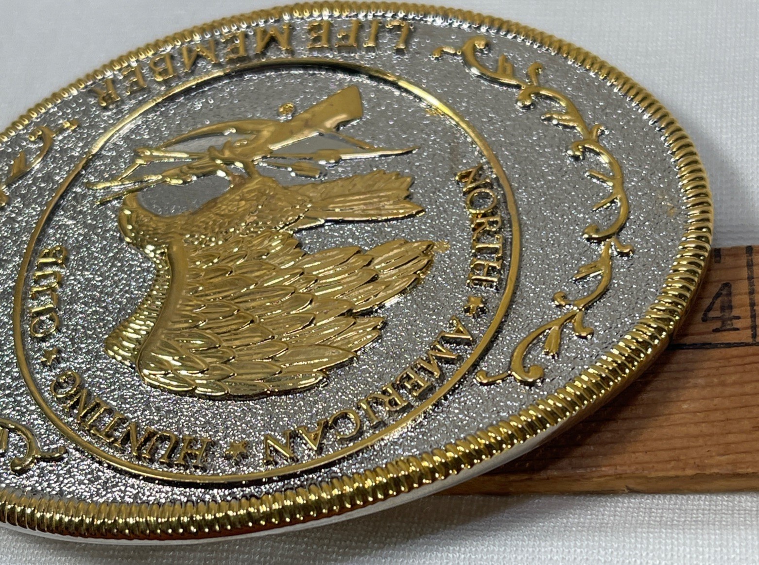 Vtg North American Hunting Club NAHC Life Member Gold-tone Belt Buckle